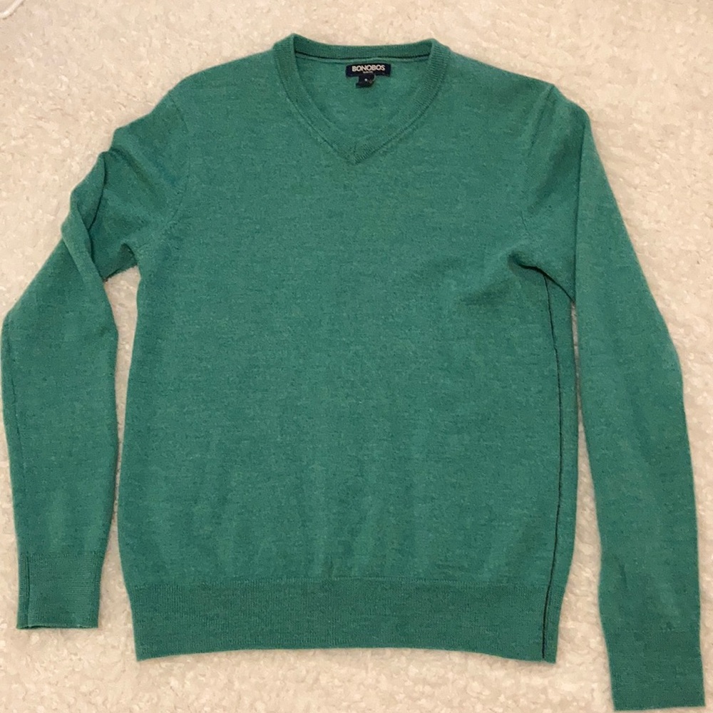 Teal Bonobos Merino Wool Sweater, men’s small
